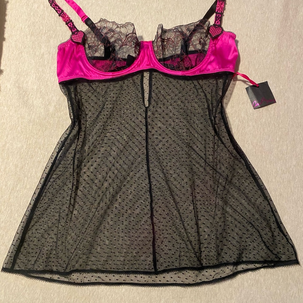 Pink and Black Lace Babydoll Lingerie